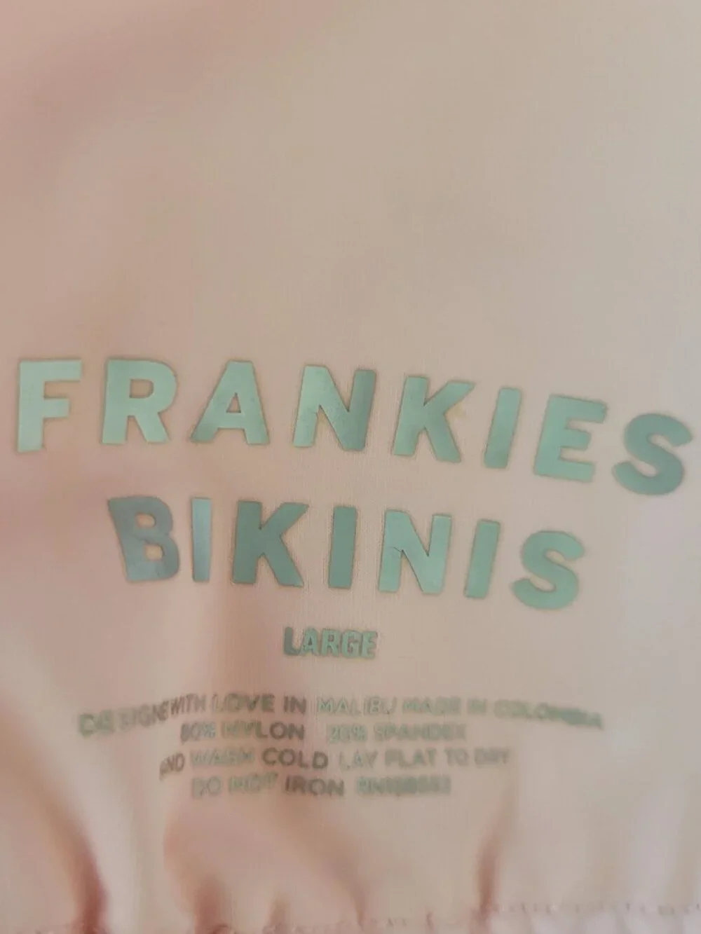 Frankies Bikinis Tia Baby Pink Strawberries Triangle Halter Tie Swim Top Bra L